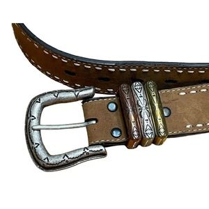 Ariat Women's Brown Leather Belt with Engraved Buckle 3 Color A1522802 Sz M